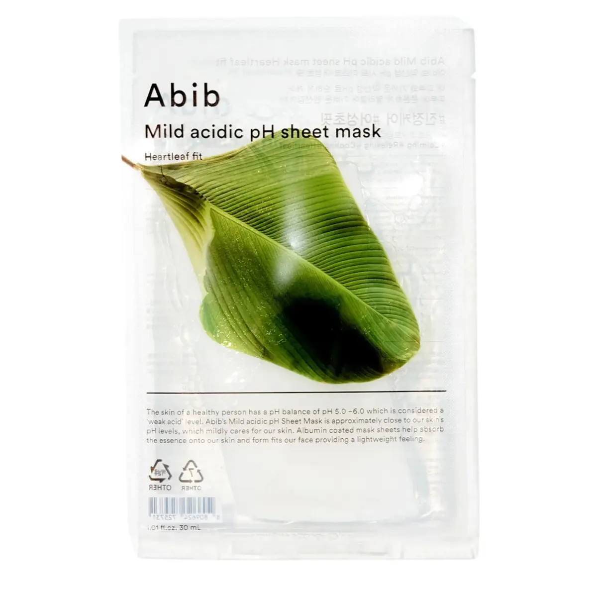 Abib Mild acidic ph sheet mask heartleaf fit